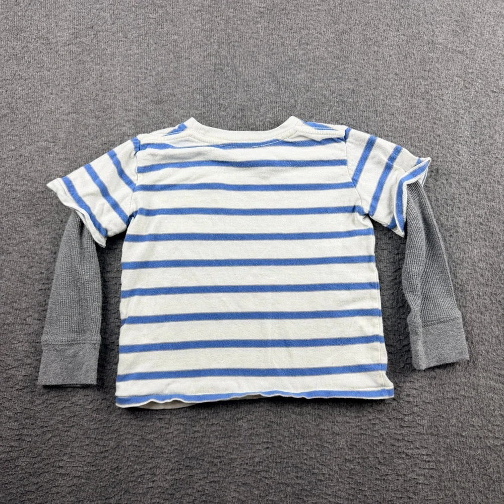 BabyGap Toddler Boys 3Y Blue White‎ Striped Layered Look Long Sleeve T-Shirt